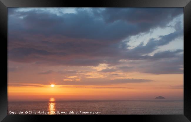 Polzeath sunset Framed Print by Chris Warham