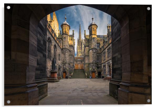 The New College courtyard, Edinburgh Acrylic by Miles Gray