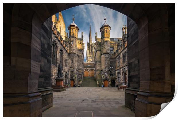 The New College courtyard, Edinburgh Print by Miles Gray