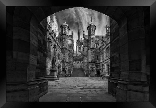The New College courtyard, Edinburgh Framed Print by Miles Gray