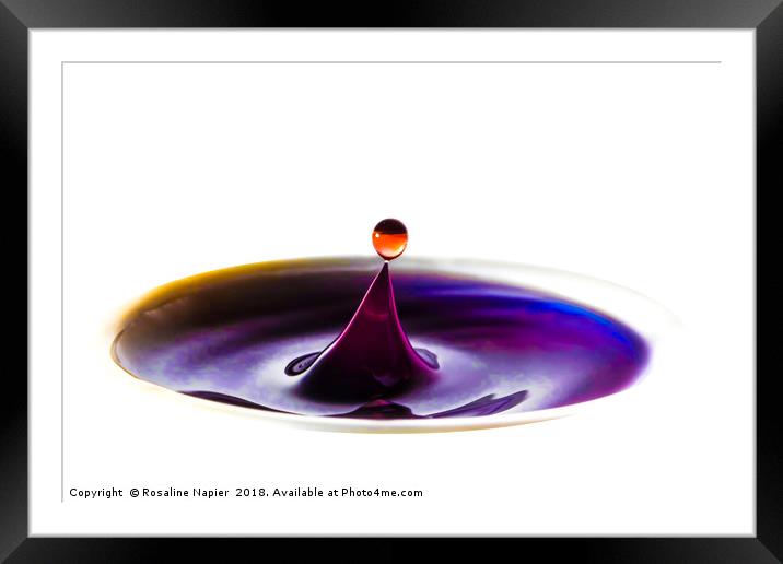 Purple water drop abstract Framed Mounted Print by Rosaline Napier