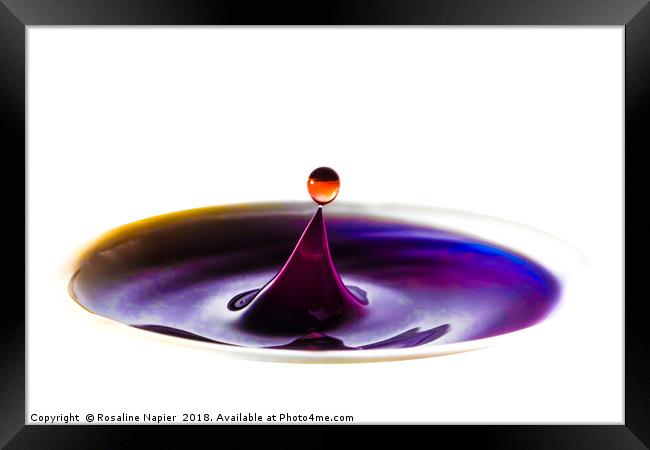 Purple water drop abstract Framed Print by Rosaline Napier