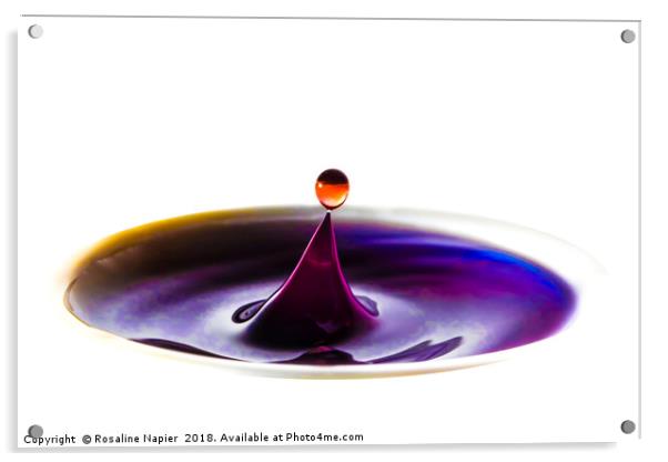 Purple water drop abstract Acrylic by Rosaline Napier