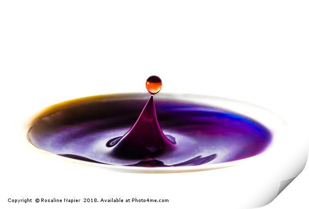 Purple water drop abstract Print by Rosaline Napier