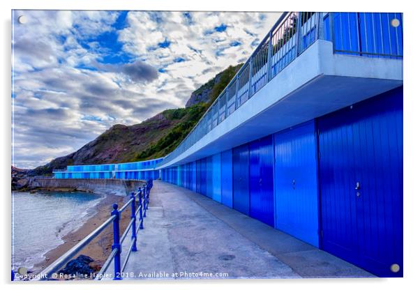Blue beach huts Acrylic by Rosaline Napier