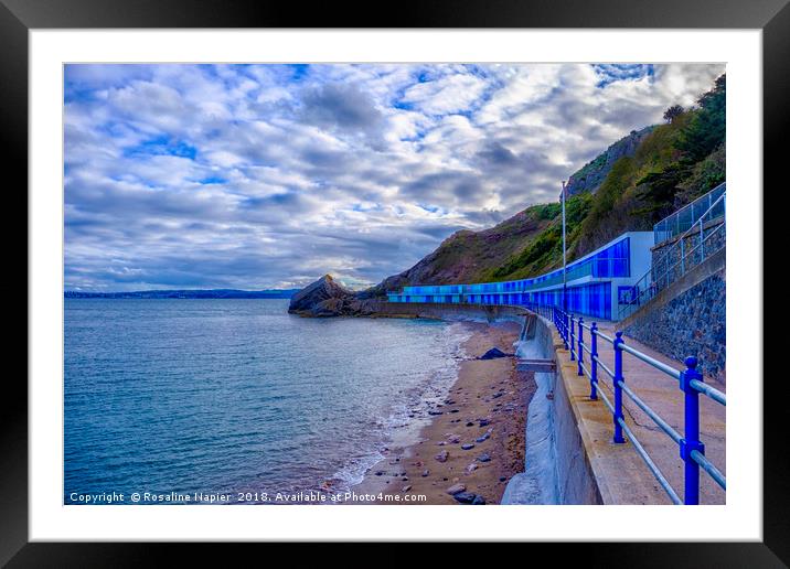 Devon coastline Meadfoot Bay Framed Mounted Print by Rosaline Napier