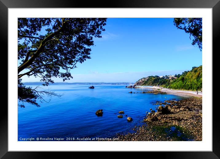 Looking across Meadfoot Bay Framed Mounted Print by Rosaline Napier