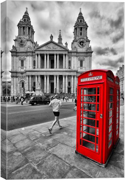 Red Telephone Boxes Outside St Paul's Canvas Print by Jason Connolly