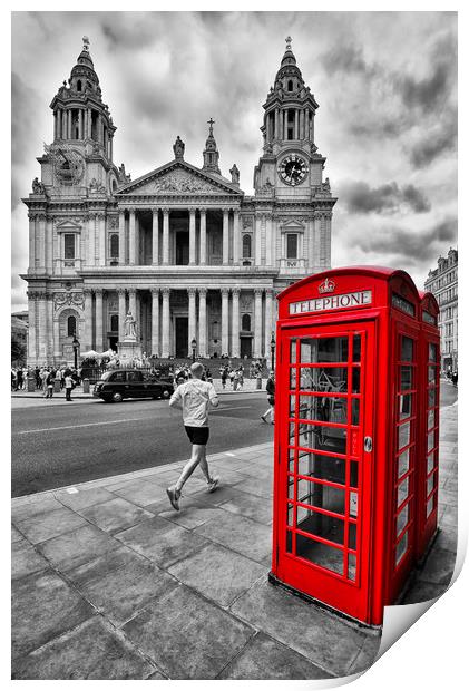 Red Telephone Boxes Outside St Paul's Print by Jason Connolly