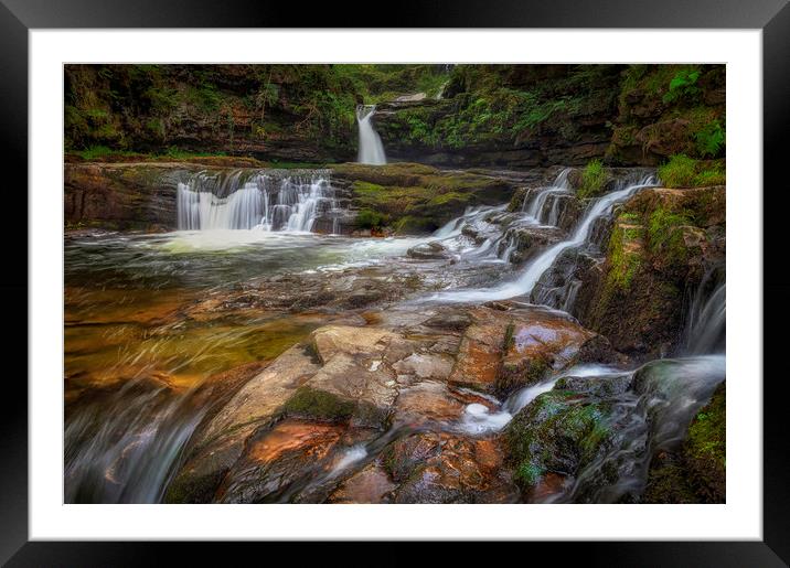 Waterfall country South Wales Framed Mounted Print by Leighton Collins