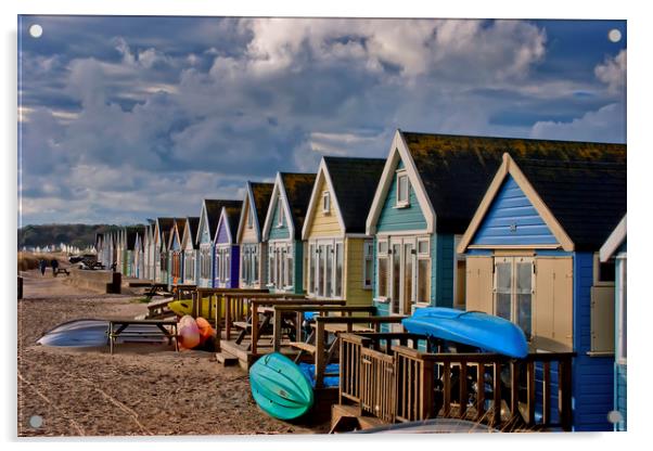 Beach huts Hengistbury Head Dorset Acrylic by Andy Evans Photos