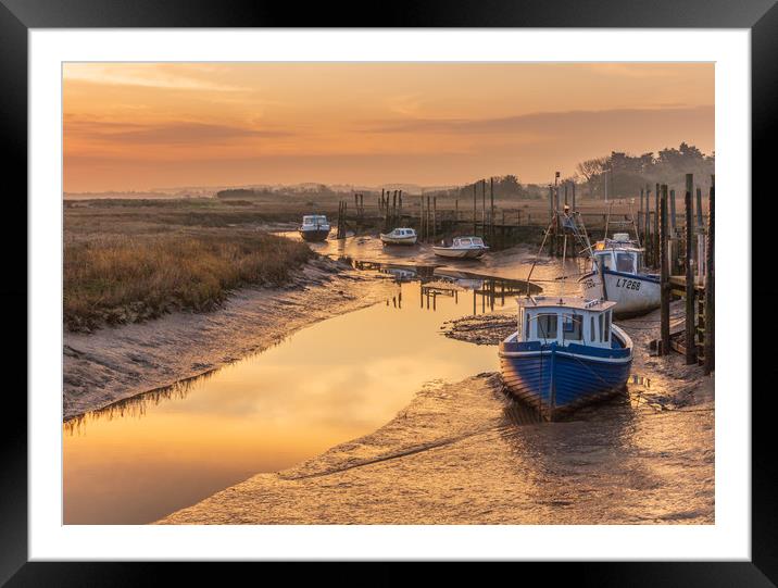 Boats at sunrise Thornham Staithe Norfolk Framed Mounted Print by Graeme Taplin Landscape Photography