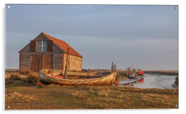 Thornham Staithe coal shed at sunrise Acrylic by Graeme Taplin Landscape Photography