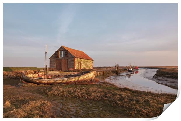 The old coal shed and boats at Thornham Staithe  Print by Graeme Taplin Landscape Photography