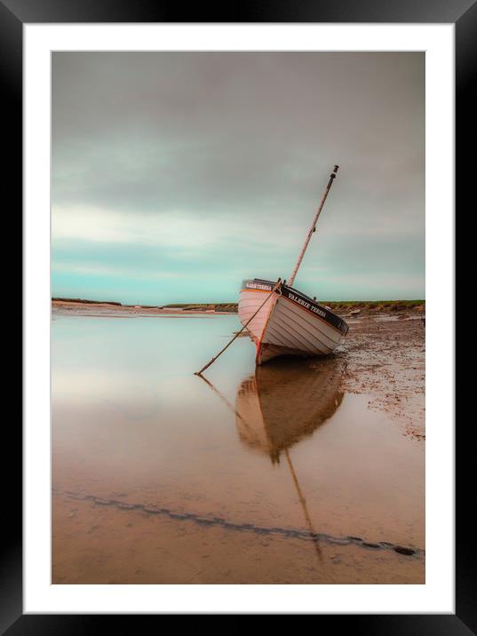 Sailing boat at low tide, Burnham Overy Staithe, n Framed Mounted Print by Graeme Taplin Landscape Photography