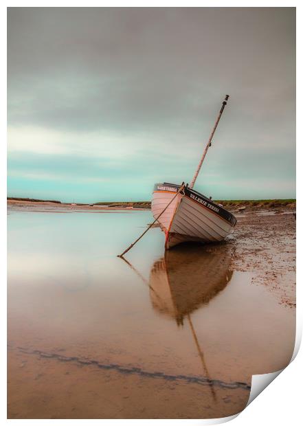 Sailing boat at low tide, Burnham Overy Staithe, n Print by Graeme Taplin Landscape Photography