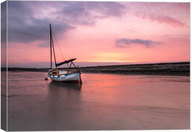 Sailing boat at low tide, Burnham Overy Staithe Canvas Print by Graeme Taplin Landscape Photography