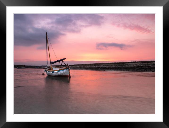 Sailing boat at low tide, Burnham Overy Staithe Framed Mounted Print by Graeme Taplin Landscape Photography