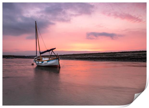 Sailing boat at low tide, Burnham Overy Staithe Print by Graeme Taplin Landscape Photography
