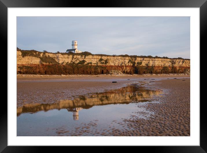 Hunstanton beach and lighthouse reflection at low  Framed Mounted Print by Graeme Taplin Landscape Photography