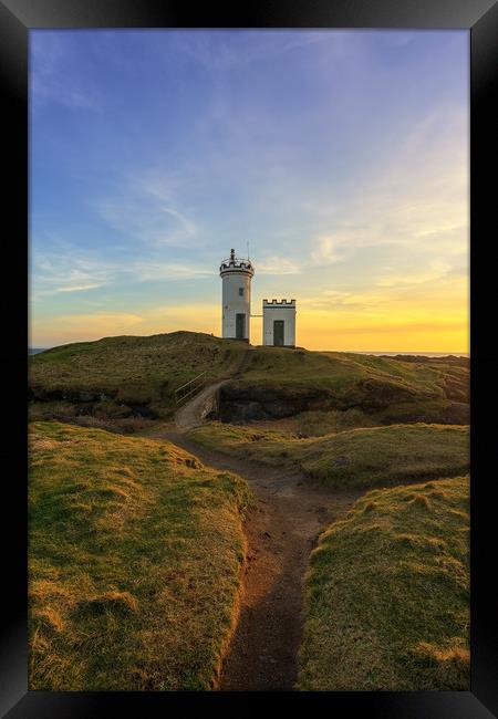 Elie Lighthouse at Sunset Framed Print by Miles Gray
