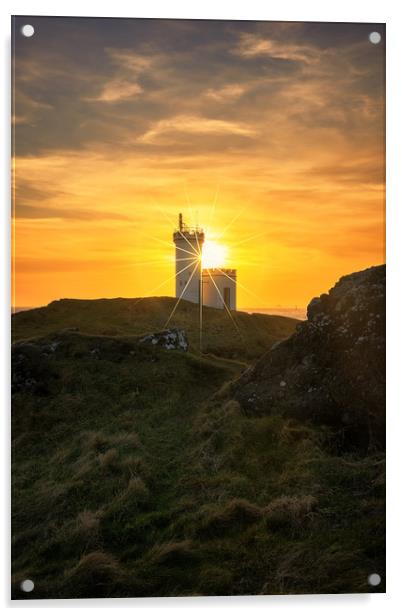 A burst of light over Elie Lighthouse, East Neuk Acrylic by Miles Gray