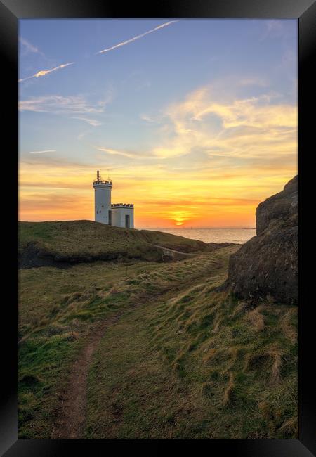 Elie Lighthouse at Sunset Framed Print by Miles Gray