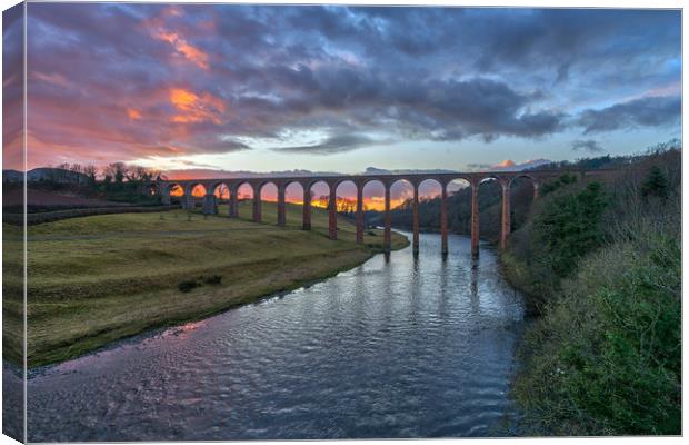 Sunset over the River Tweed Canvas Print by Miles Gray