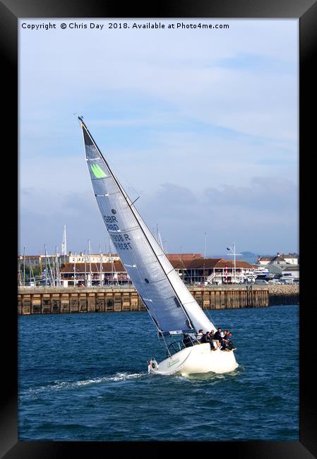 Yacht returning to Cattewater Framed Print by Chris Day
