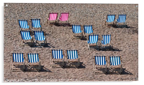 Deck chairs on the beach Acrylic by Alan Tunnicliffe