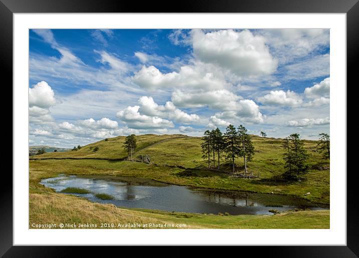 School Knott Tarn Lake District on a sunny day Framed Mounted Print by Nick Jenkins