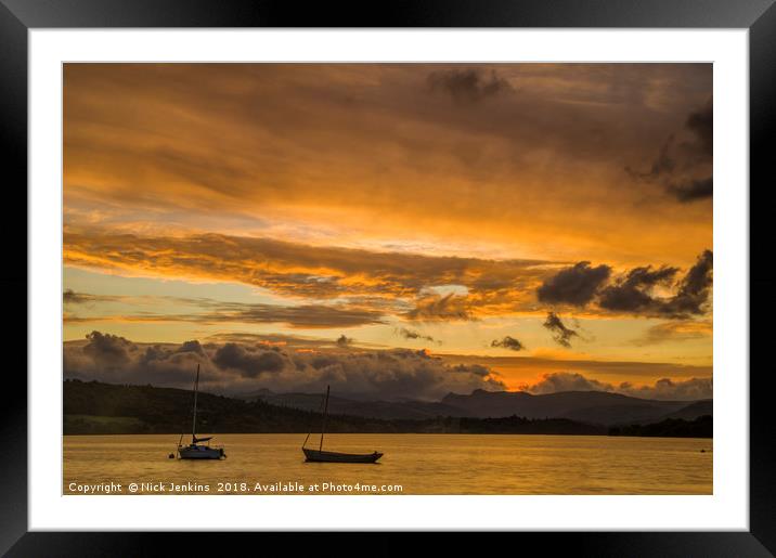 Sunset over Lake Windermere Lake District Framed Mounted Print by Nick Jenkins