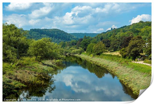 The River Wye from Brockweir Bridge Wye Valley Print by Nick Jenkins