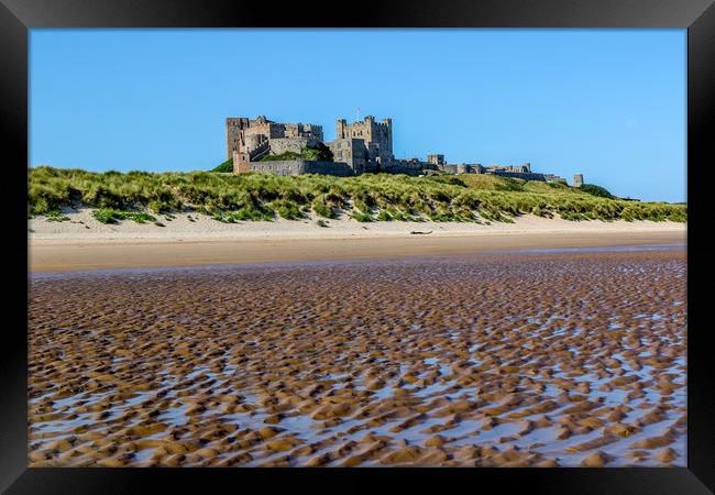 Bamburgh Castle from the Beach Framed Print by Oxon Images