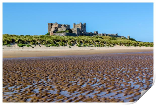 Bamburgh Castle from the Beach Print by Oxon Images
