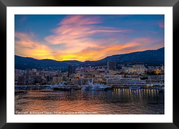 Monte Carlo at sunset Framed Mounted Print by Rosaline Napier