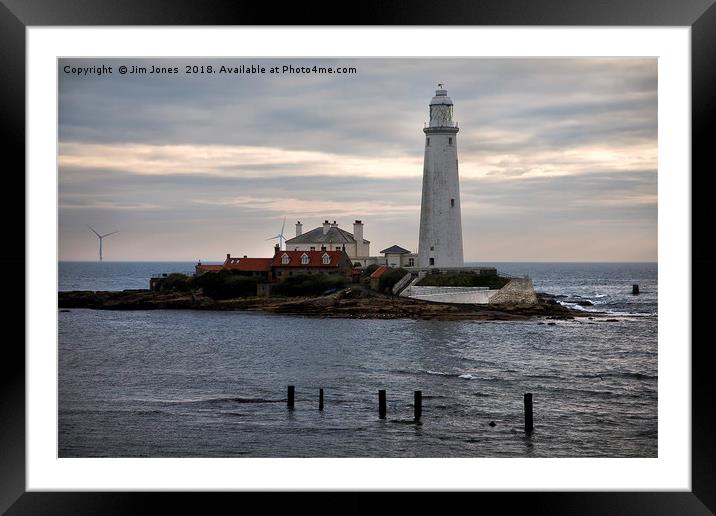 St Mary's Island and lighthouse Framed Mounted Print by Jim Jones