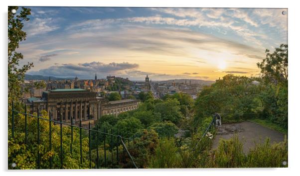 Golden Hour over the Edinburgh Skyline Acrylic by Miles Gray