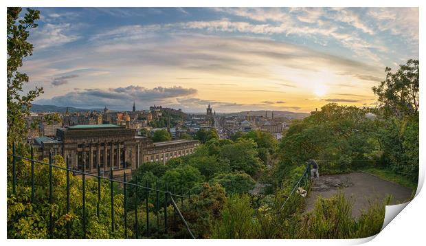 Golden Hour over the Edinburgh Skyline Print by Miles Gray