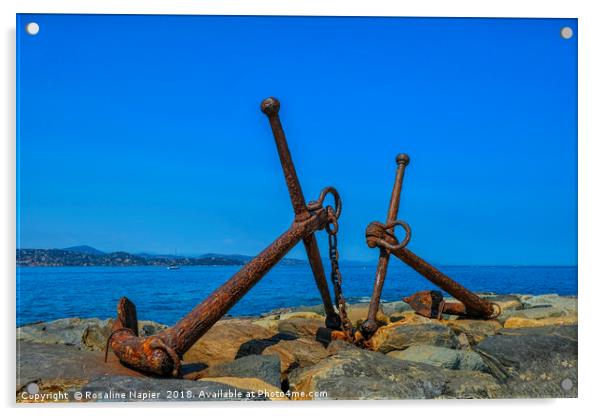 Pair of anchors St Tropez Acrylic by Rosaline Napier