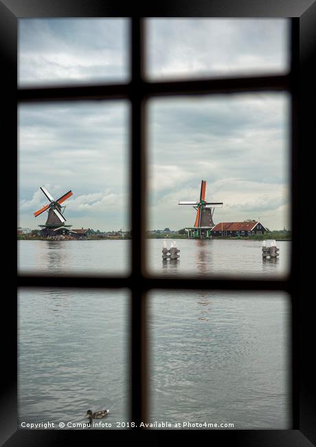 windmills seen from insite a mill Framed Print by Chris Willemsen