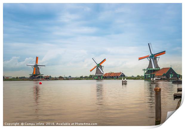 Windmill in zaandam Holland Print by Chris Willemsen