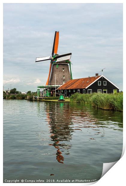 Windmill in zaandam Holland Print by Chris Willemsen