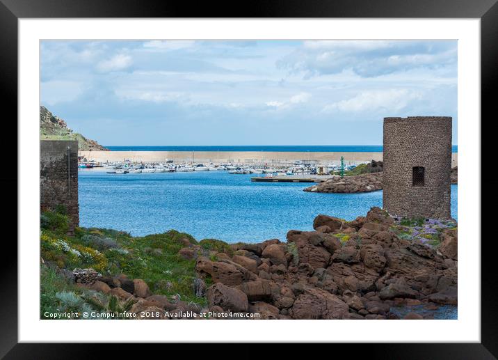 the harbor with boats and ships of castelsardo on  Framed Mounted Print by Chris Willemsen
