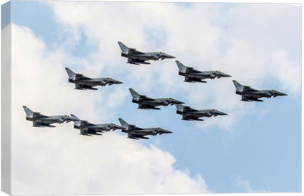 Typhoon 9 ship flypast RIAT 2018 Canvas Print by Oxon Images