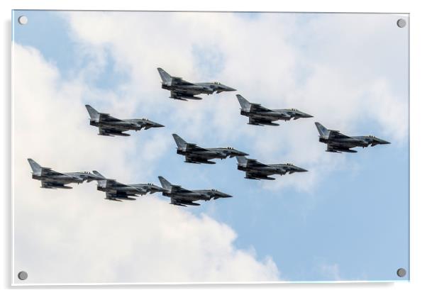 Typhoon 9 ship flypast RIAT 2018 Acrylic by Oxon Images