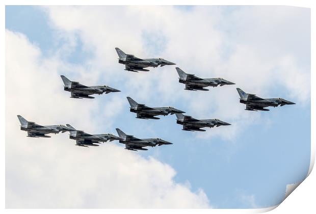Typhoon 9 ship flypast RIAT 2018 Print by Oxon Images