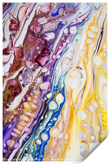 Iridescent Reality Fragment 1. Fluid Acrylic Paint Print by Jenny Rainbow