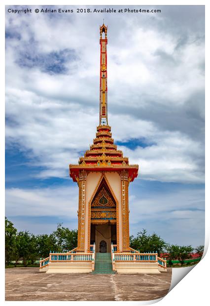 Crematorium at Tham Phra Nawn Temple Print by Adrian Evans