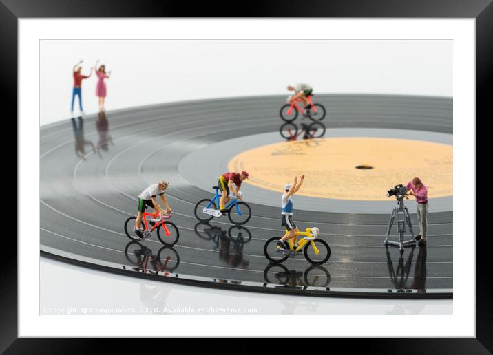 competition of toys puppet figures on music record Framed Mounted Print by Chris Willemsen